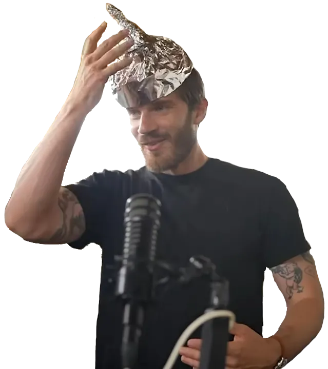 PewDiePie with tinfoil hat